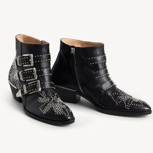 Chloe Susanna Boots, Silver and Black, Size 39.5